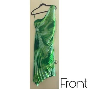 Watercolor Asymmetrical Pleated Dress